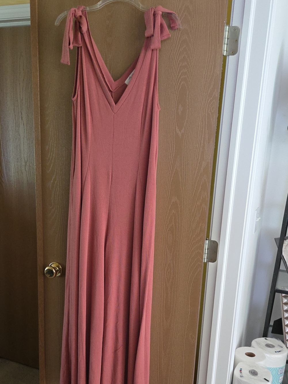 Molly Green Tie-Shoulder V-Neck Wide Leg Jumper in Dusty Rose...size Med